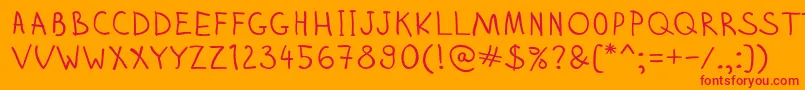 Zhizn-Schriftart – Rote Schriften auf orangefarbenem Hintergrund
