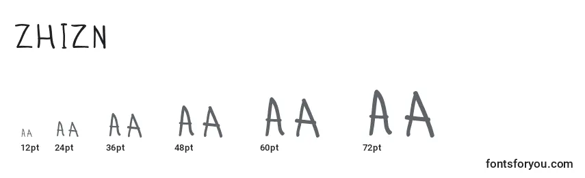 Размеры шрифта Zhizn