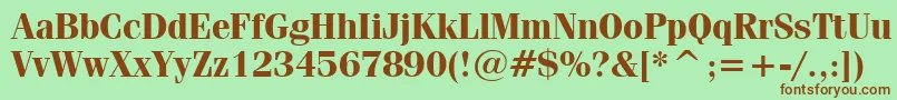 Fonte FeniceBoldBt – fontes marrons em um fundo verde