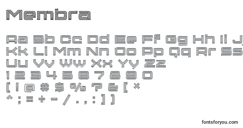 Czcionka Membra – alfabet, cyfry, specjalne znaki