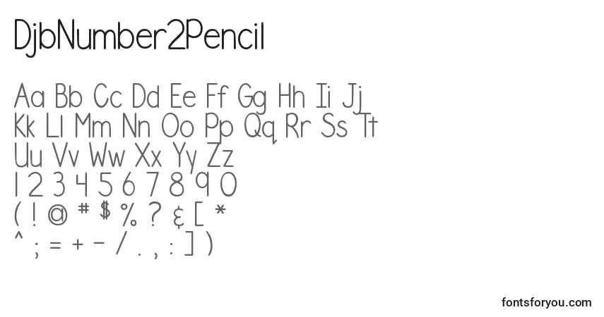 Schriftart DjbNumber2Pencil – Alphabet, Zahlen, spezielle Symbole