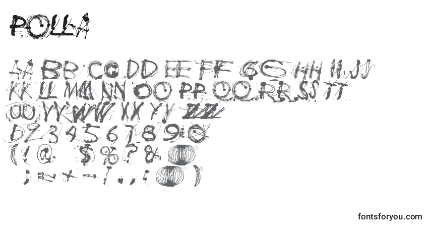 Schriftart Polla – Alphabet, Zahlen, spezielle Symbole