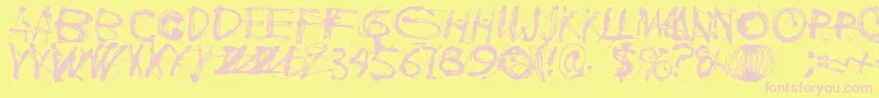 Polla-fontti – vaaleanpunaiset fontit keltaisella taustalla