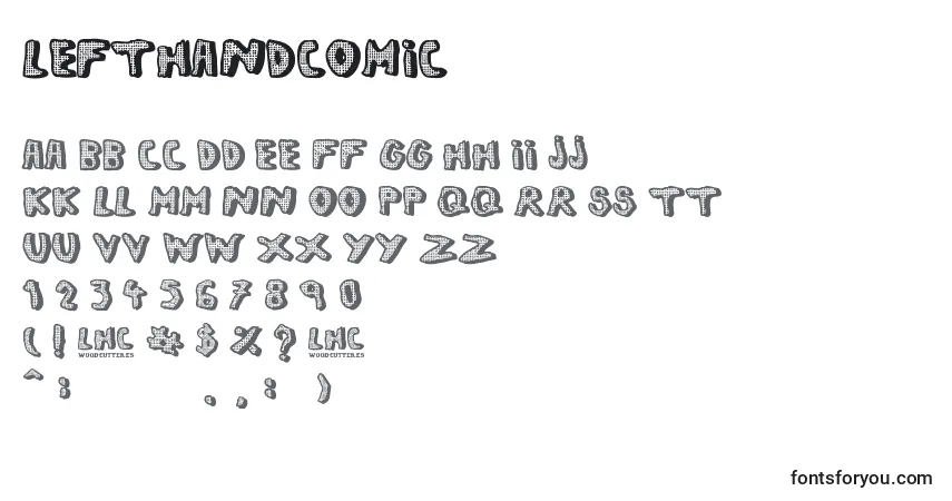 Schriftart LeftHandComic – Alphabet, Zahlen, spezielle Symbole