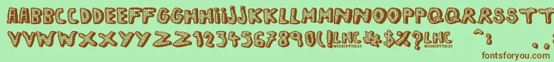 LeftHandComic Font – Brown Fonts on Green Background