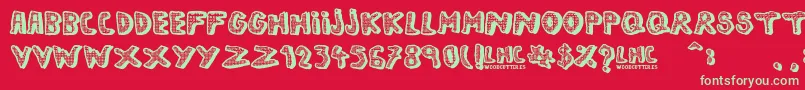 LeftHandComic Font – Green Fonts on Red Background