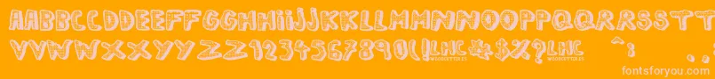 LeftHandComic-Schriftart – Rosa Schriften auf orangefarbenem Hintergrund