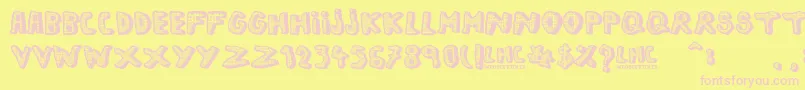 LeftHandComic Font – Pink Fonts on Yellow Background