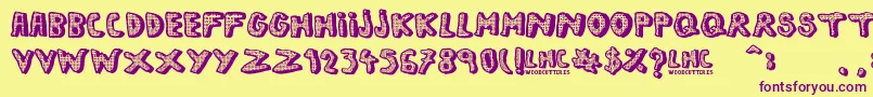 LeftHandComic Font – Purple Fonts on Yellow Background