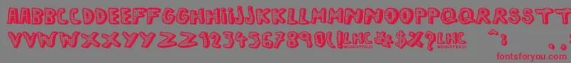 LeftHandComic-Schriftart – Rote Schriften auf grauem Hintergrund