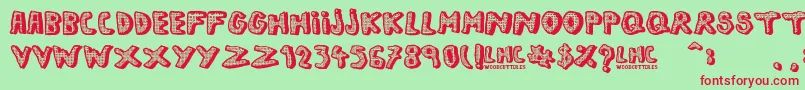 LeftHandComic Font – Red Fonts on Green Background