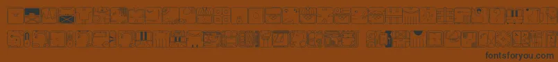 MayaCal15-fontti – mustat fontit ruskealla taustalla