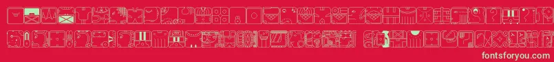 MayaCal15-Schriftart – Grüne Schriften auf rotem Hintergrund