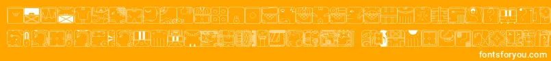 MayaCal15-Schriftart – Weiße Schriften auf orangefarbenem Hintergrund