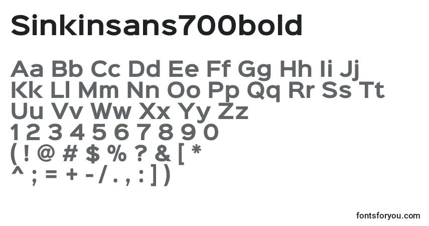 A fonte Sinkinsans700bold – alfabeto, números, caracteres especiais