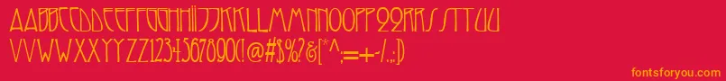 フォントReynold – 赤い背景にオレンジの文字