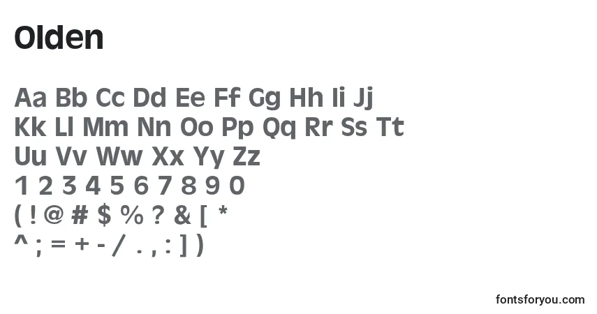 Fuente Olden - alfabeto, números, caracteres especiales