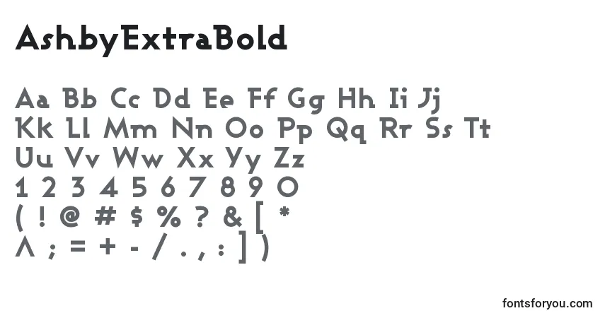 Шрифт AshbyExtraBold – алфавит, цифры, специальные символы