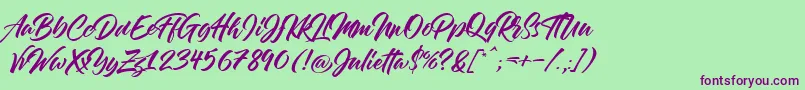 Julietta Font – Purple Fonts on Green Background