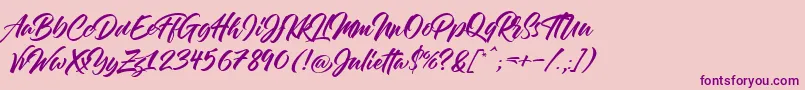 Julietta-Schriftart – Violette Schriften auf rosa Hintergrund