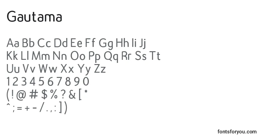 Шрифт Gautama – алфавит, цифры, специальные символы