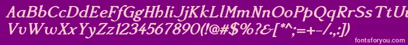Шрифт Accanthisadfstdno3Bolditalic – розовые шрифты на фиолетовом фоне