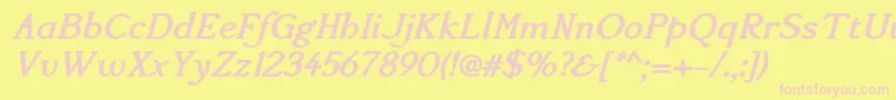 Подробнее о шрифте Accanthisadfstdno3Bolditalic Шрифт Accanthisadfstdno3Bolditalic – розовые шрифты на жёлтом фоне