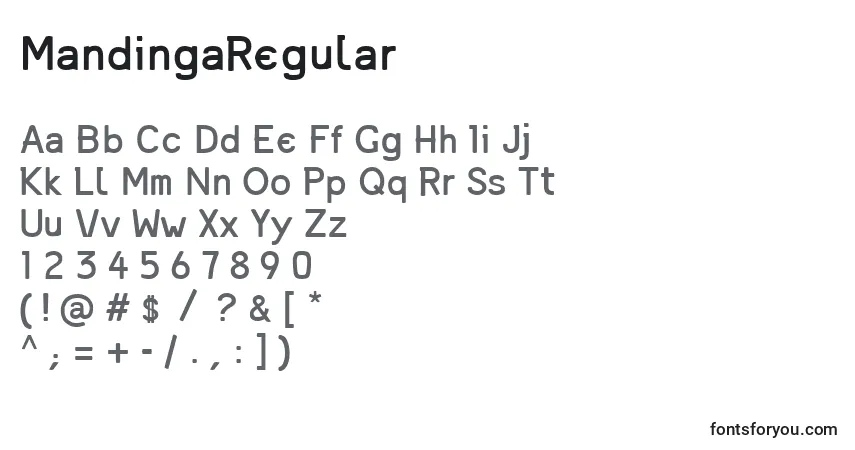 Czcionka MandingaRegular – alfabet, cyfry, specjalne znaki