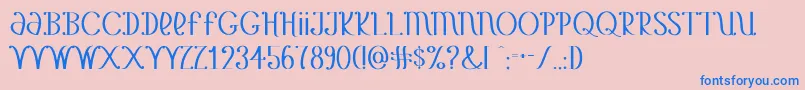 YetAnotherUnbrandedBanana-Schriftart – Blaue Schriften auf rosa Hintergrund