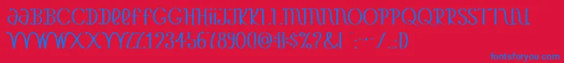 YetAnotherUnbrandedBanana-Schriftart – Blaue Schriften auf rotem Hintergrund