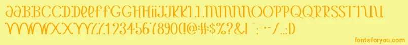 YetAnotherUnbrandedBanana-Schriftart – Orangefarbene Schriften auf gelbem Hintergrund