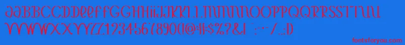 YetAnotherUnbrandedBanana Font – Red Fonts on Blue Background