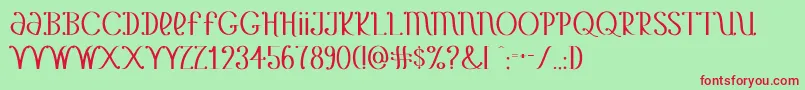 YetAnotherUnbrandedBanana-Schriftart – Rote Schriften auf grünem Hintergrund