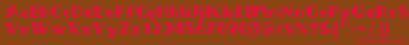 フォントTitanick – 赤い文字が茶色の背景にあります。