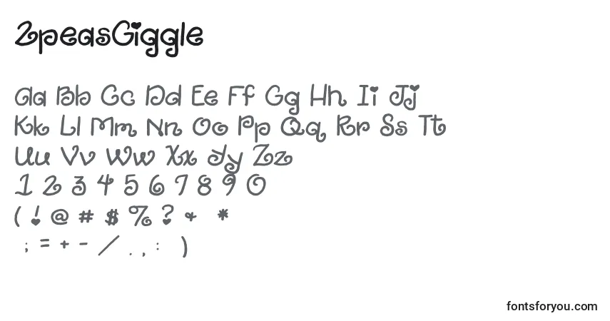 Czcionka 2peasGiggle – alfabet, cyfry, specjalne znaki