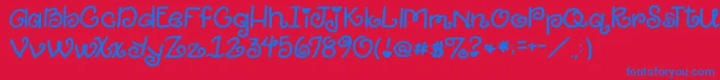 2peasGiggle-Schriftart – Blaue Schriften auf rotem Hintergrund