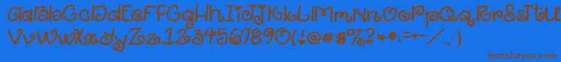 2peasGiggle Font – Brown Fonts on Blue Background