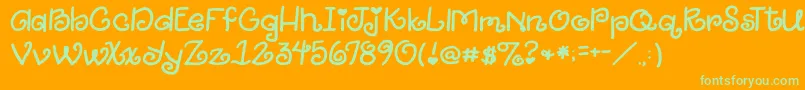 2peasGiggle Font – Green Fonts on Orange Background