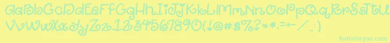 2peasGiggle Font – Green Fonts on Yellow Background