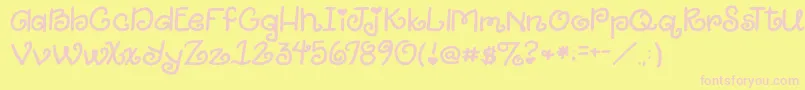 2peasGiggle-fontti – vaaleanpunaiset fontit keltaisella taustalla