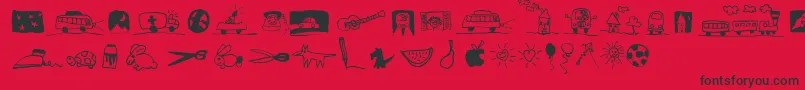 PfkidsLilstuff Font – Black Fonts on Red Background
