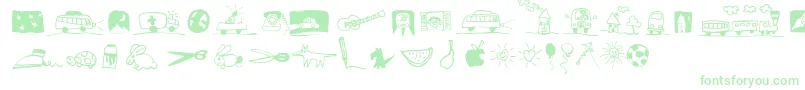 Weitere Informationen zur PfkidsLilstuff-Schriftart PfkidsLilstuff-Schriftart – Grüne Schriften auf weißem Hintergrund