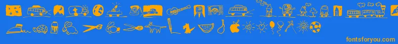 fuente PfkidsLilstuff – Fuentes Naranjas Sobre Fondo Azul