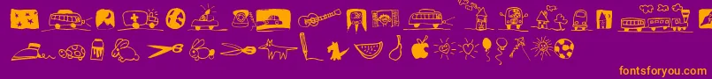 Шрифт PfkidsLilstuff – оранжевые шрифты на фиолетовом фоне