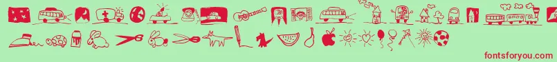 PfkidsLilstuff Font – Red Fonts on Green Background