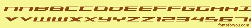 TriremeExpandedItalic-Schriftart – Braune Schriften auf gelbem Hintergrund