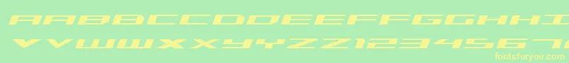 TriremeExpandedItalic-Schriftart – Gelbe Schriften auf grünem Hintergrund