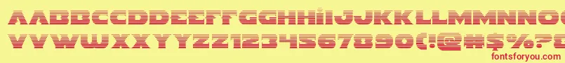 Fonte Indigodemongrad – fontes vermelhas em um fundo amarelo