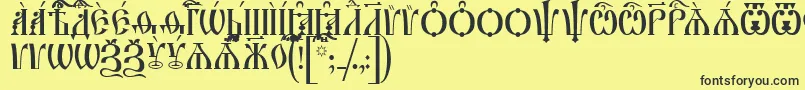 IrmologionCapsUcs-fontti – mustat fontit keltaisella taustalla
