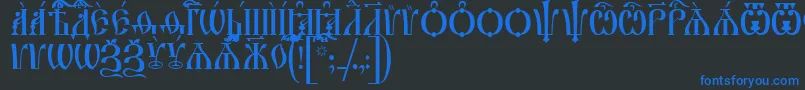フォントIrmologionCapsUcs – 黒い背景に青い文字